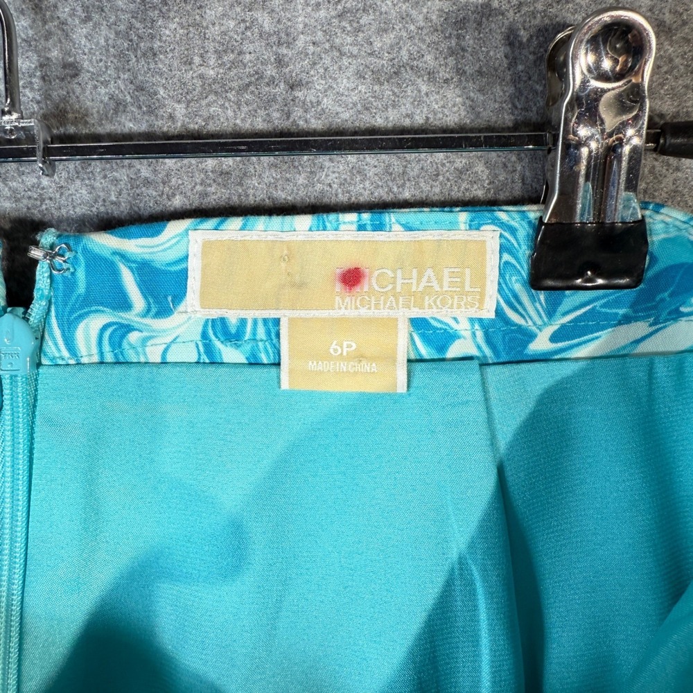 MICHAEL KORS Women's Blue Swirl Print A-Line‎ Mini Skirt Size 6P - Picture 2 of 8